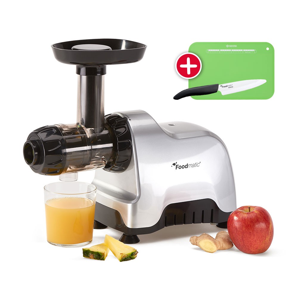 Foodmatic Personal Slow Juicer mit Gratis-Beigabe Foodmatic Personal Slow Juicer mit Gratis-Beigabe