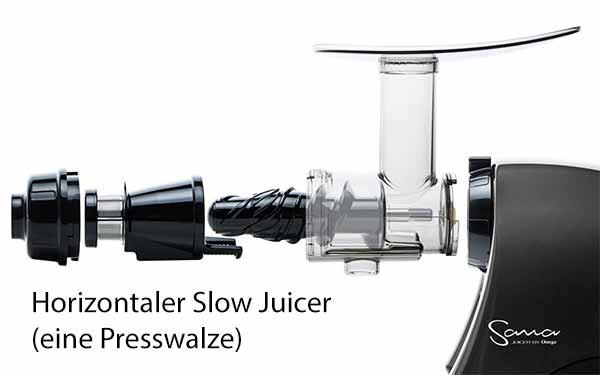 <Horizontaler Slow Juicer mit einer Walze