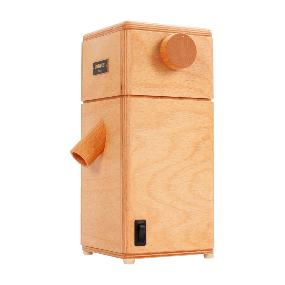 hawos Easy - Seitenansicht mit Drehrad zur Einstellung der Mehlfeinheit hawos Easy - Seitenansicht mit Drehrad zur Einstellung der Mehlfeinheit