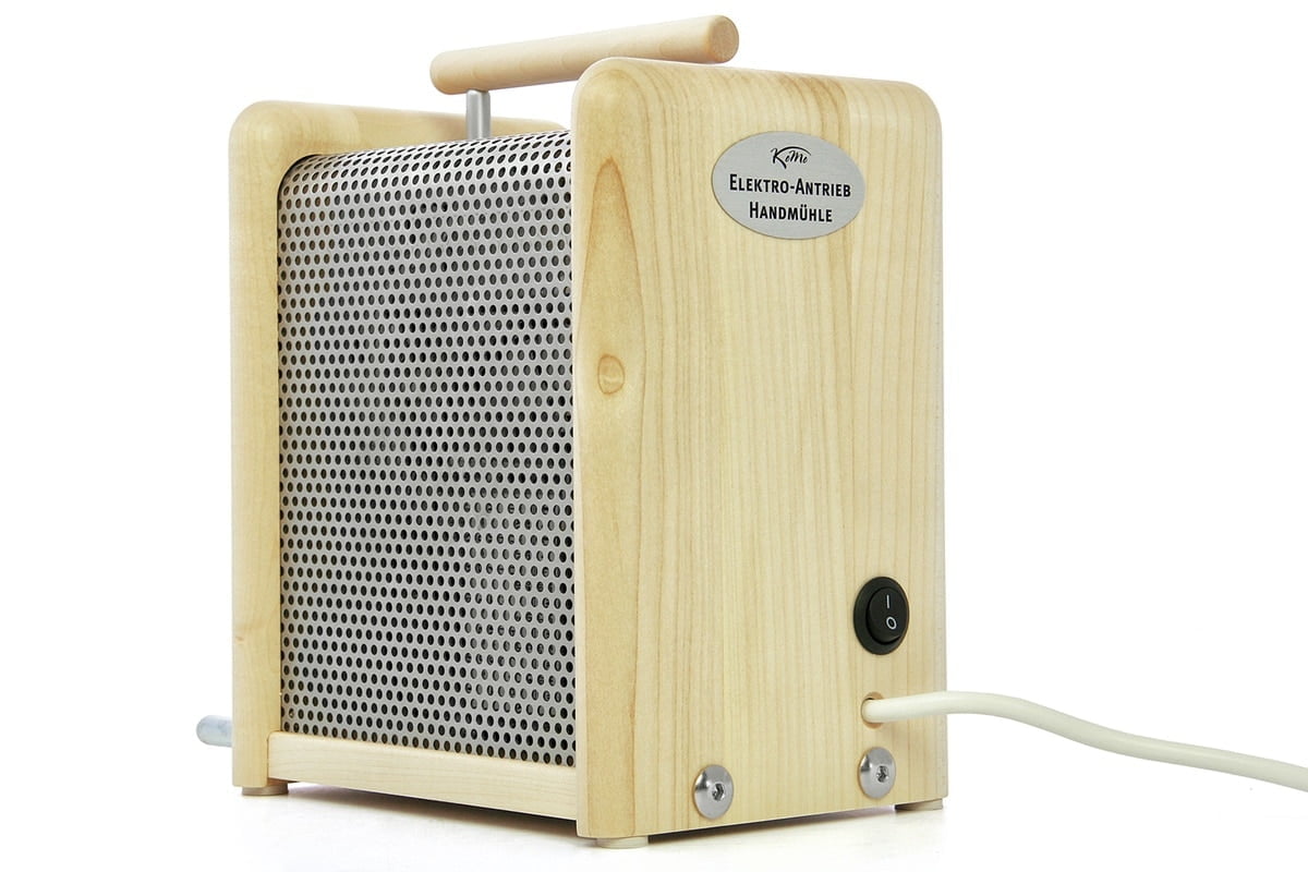 KoMo Elektroantrieb für KoMo Handmühle - Ansicht Kabelseite