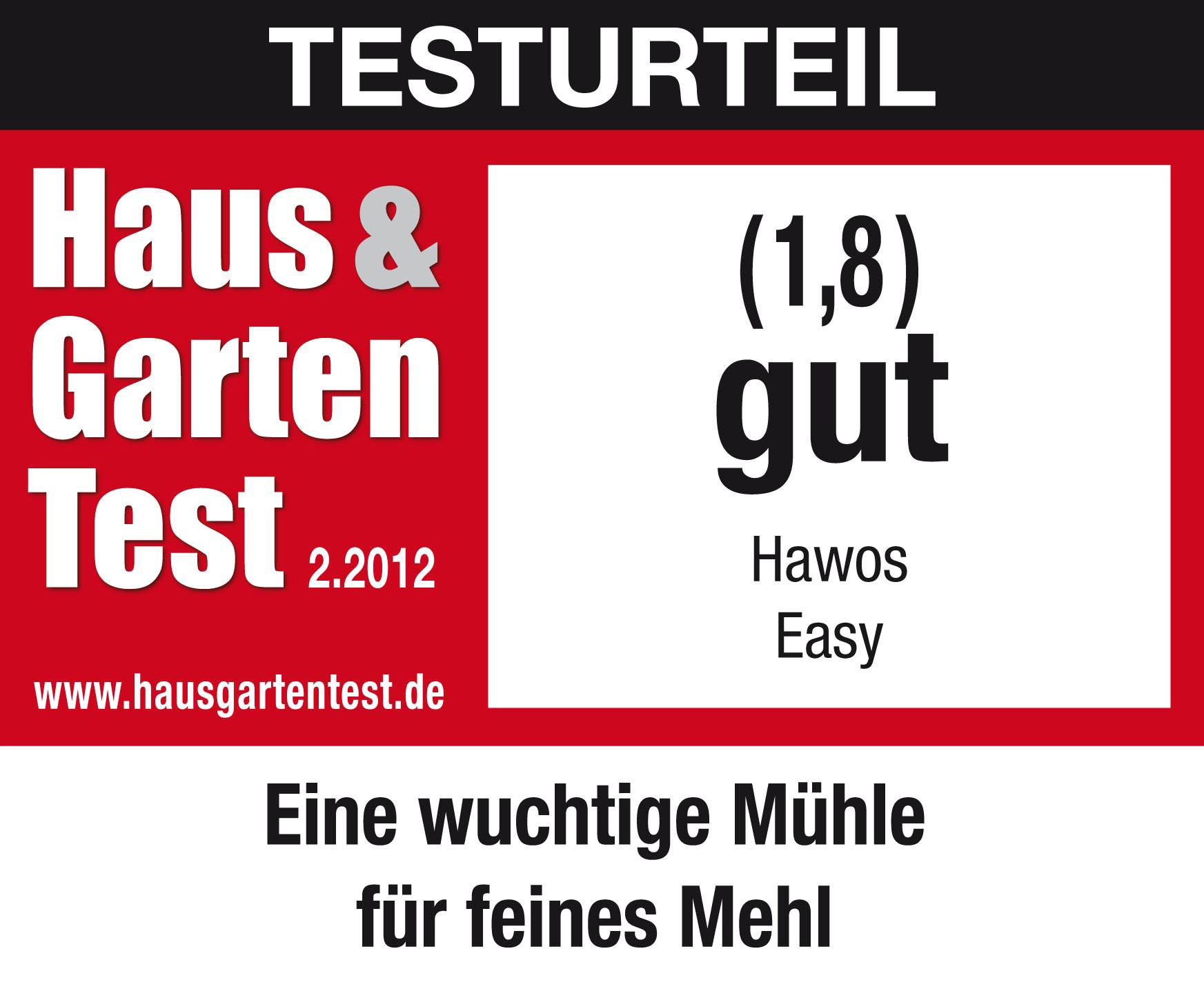 Die hawos Easy wurde im Testmagazin 03/2010 sowie im Testmagazin Haus & Garten Test 02/2012 mit der Bewertung „GUT“ ausgezeichnet