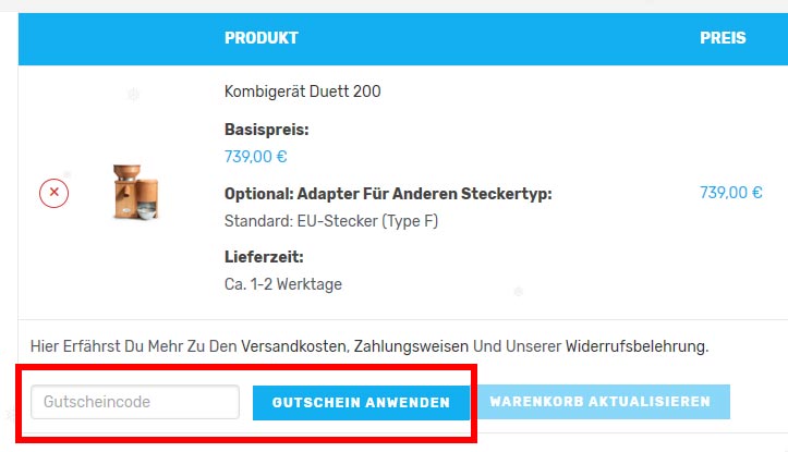 <Anleitung zum Einlösen KoMo Getreidemühlen Gutschein und Rabatt-Code